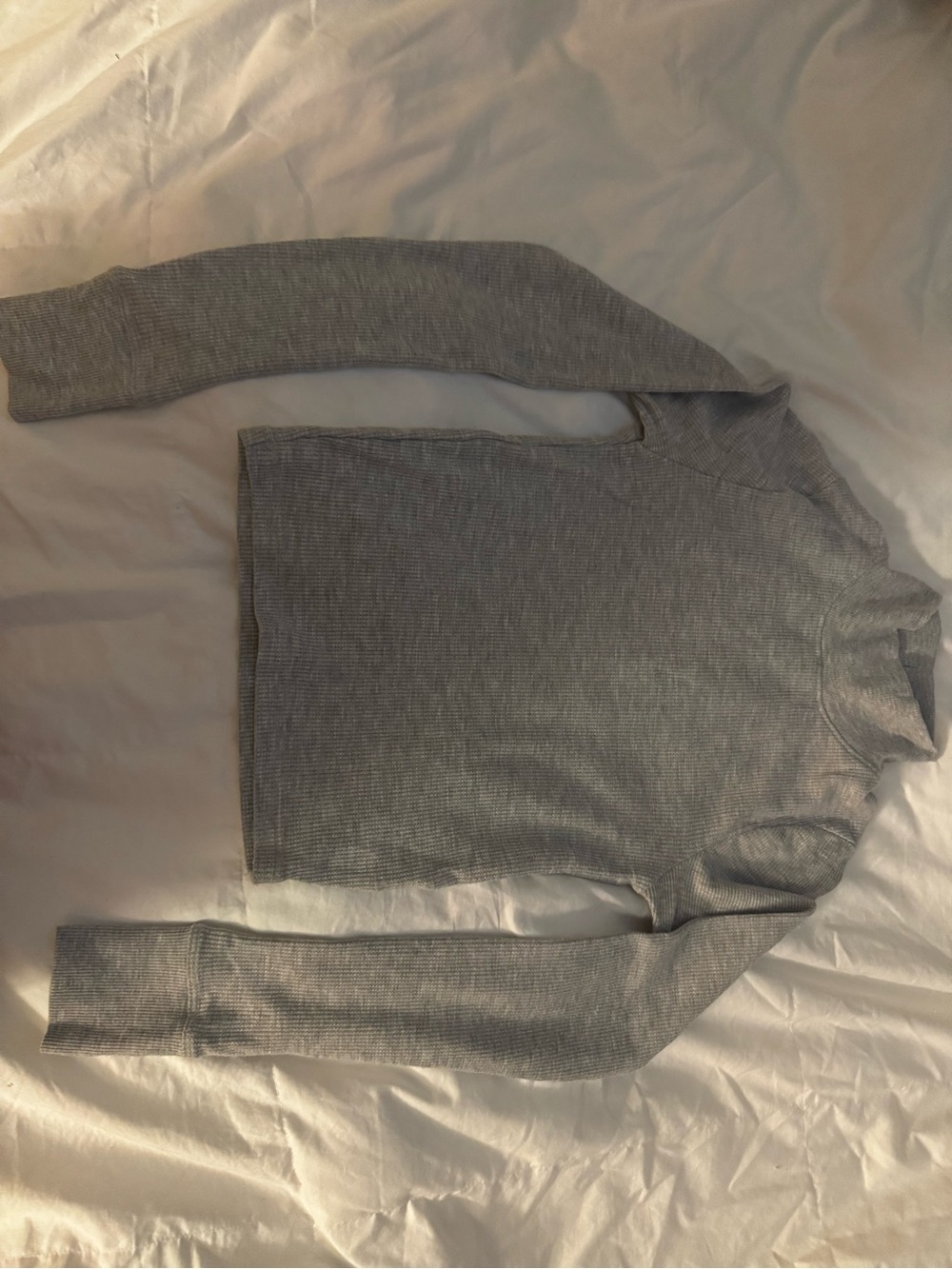Women's Cropped Gray Ribbed Long-Sleeve Turtleneck Sweater
